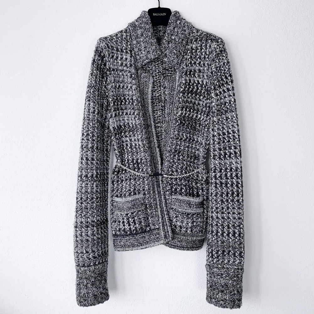 Chanel oversized crystal cashmere silk wool long cardigan cc logo